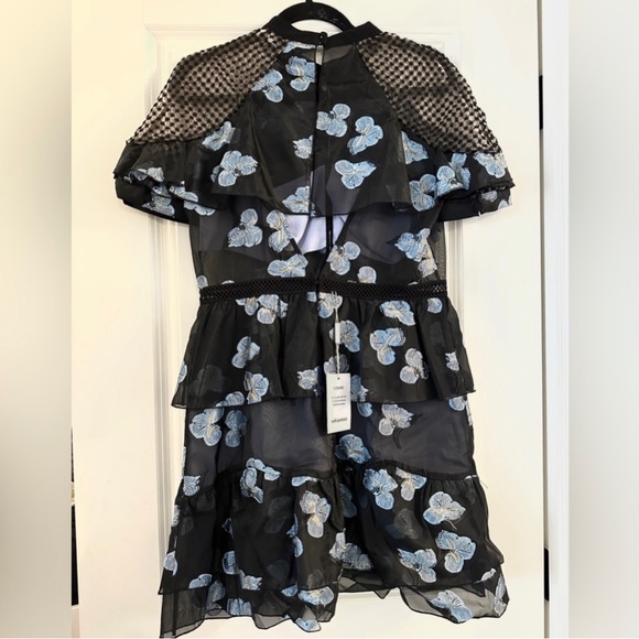 Self-Portrait Floral Open Back Cape Mini Cocktail Dress - Picture 4 of 9